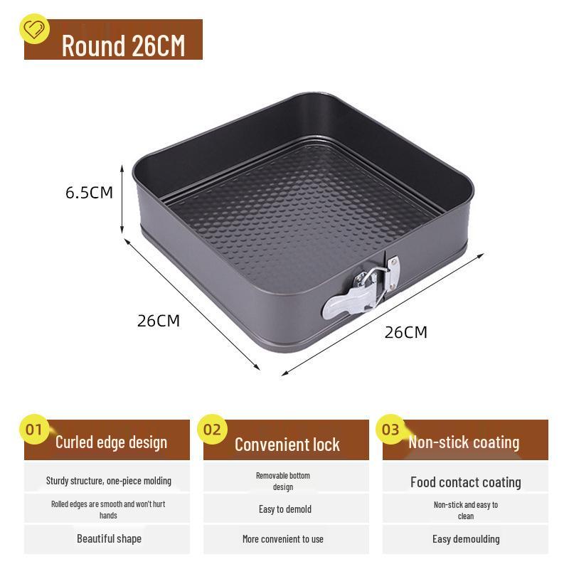 Nieprzywierająca Forma do Ciasta w Kształcie Serca, Okrągła i Kwadratowa z Wyjmowanym Dnem i Klamrą