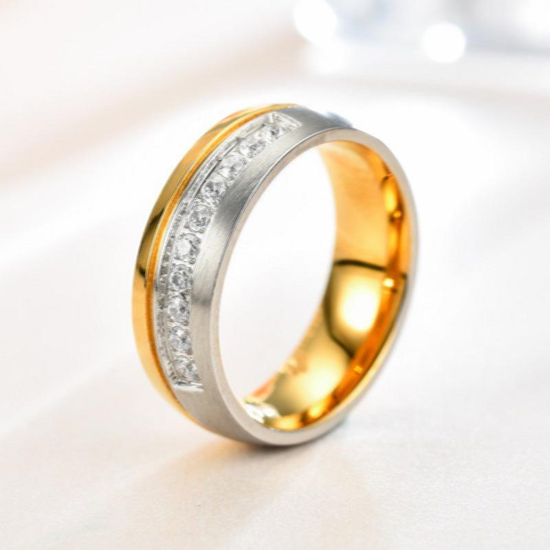 European & American Fashion Titanium Steel Diamond Couple Rings