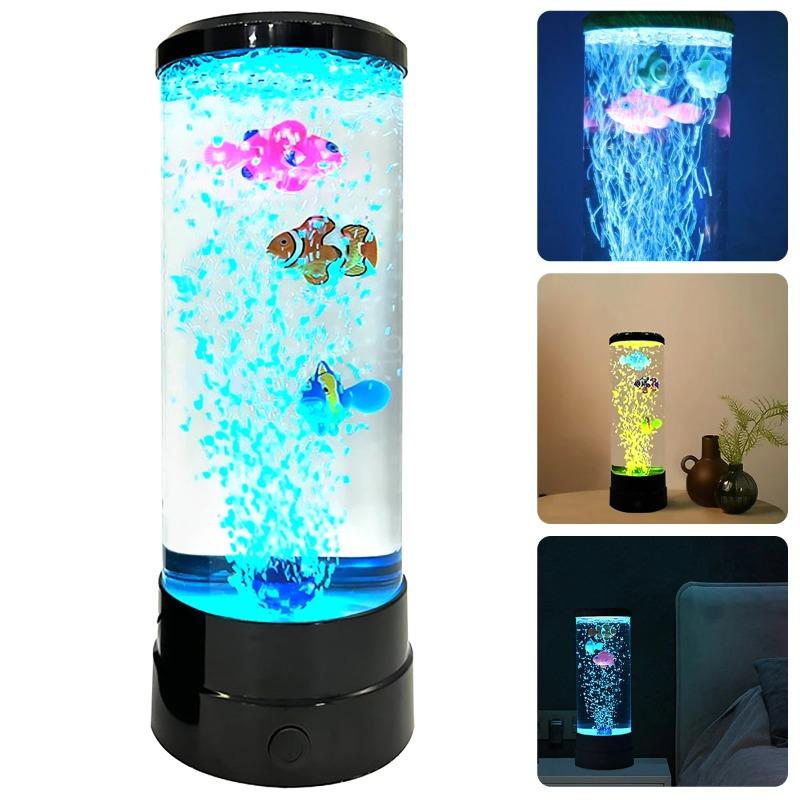 Touch Control LED Fish Bubble Lamp Multi Color Changing Simulated Aquarium Night Light USB Powered Home Desk Bedroom Decor