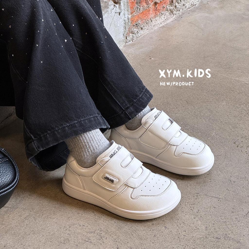 Spring 2026 Kids' Casual Velcro Shoes - Versatile White Sneakers for Boys and Girls