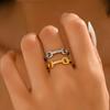 Women's Ring Geometric Lines Inlaid with Zircon Design Open Index Finger Ring Versatile Ring
