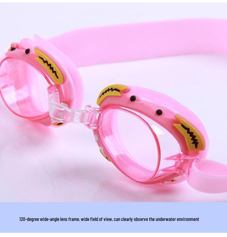 Kids' Pink Cartoon Anti-Fog Swim Goggles - Waterproof, HD Vision for Toddlers
