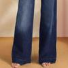 Women's Spring Lace Up Elastic Jeans Straight Leg Wide Leg Pants