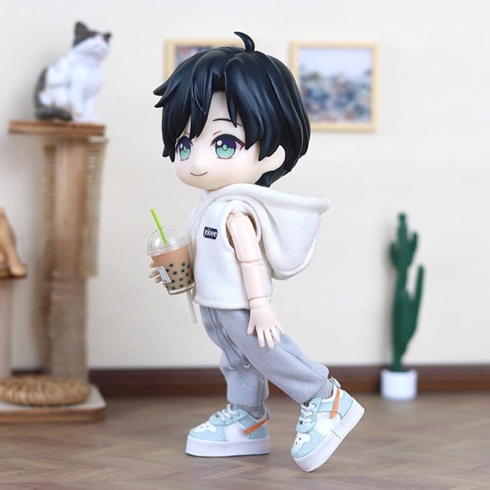 Obitsu 11 OB11 Size Outfit: Sweatpants and Jersey Bottoms for Obitsu Doll 11cm Body, Single Item, 4 Colors (Black + Gray)