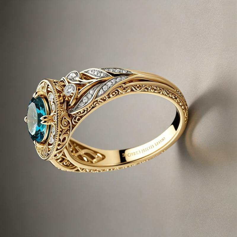 Vintage Gold-color Hollow Ring for Women Fashion Female Cubic Zirconia Jewelry Luxury Prong Setting Engagement Ring