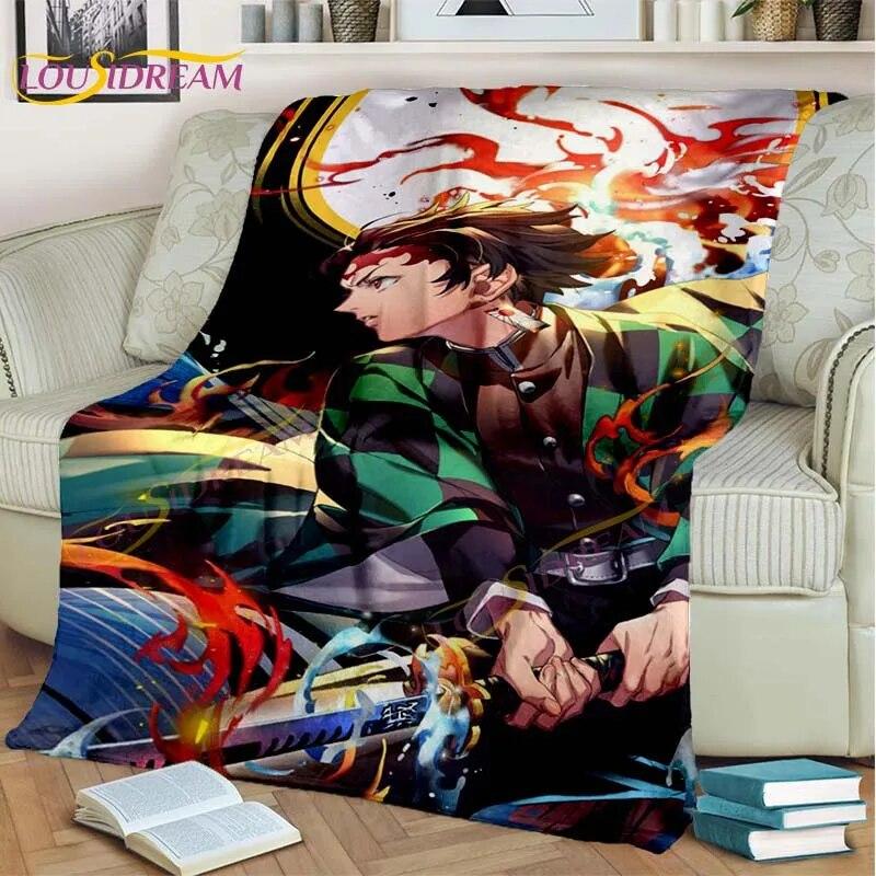 Japonské Anime Demon Slayer Deka Kreslená Deka Tomioka Giyuu Deka Potah na křeslo Deka Pohovka Přehoz přes postel Vějíř Dárek