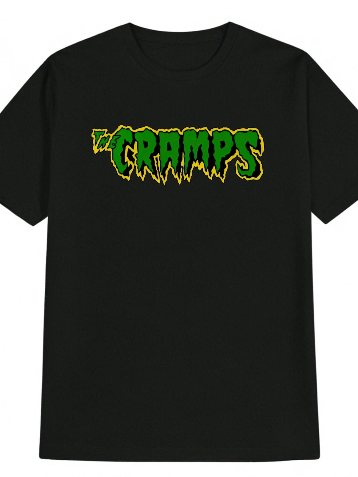 

Casual Crew Neck T-shirt with The Cramps Green Print - Soft Stretch Fabric XXXXL