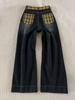 Women's High Waist Retro Plaid Bowknot Patchwork Wide Leg Jeans (2025 Design)