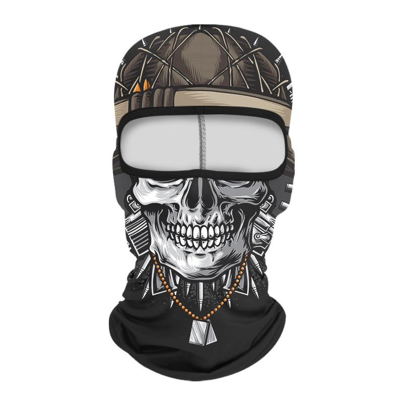 Skull Print Balaclava Face Mask, Ice Silk Cooling Breathable Sun Protection Full Face Cover for Cycling Running Hiking Outdoor Sports