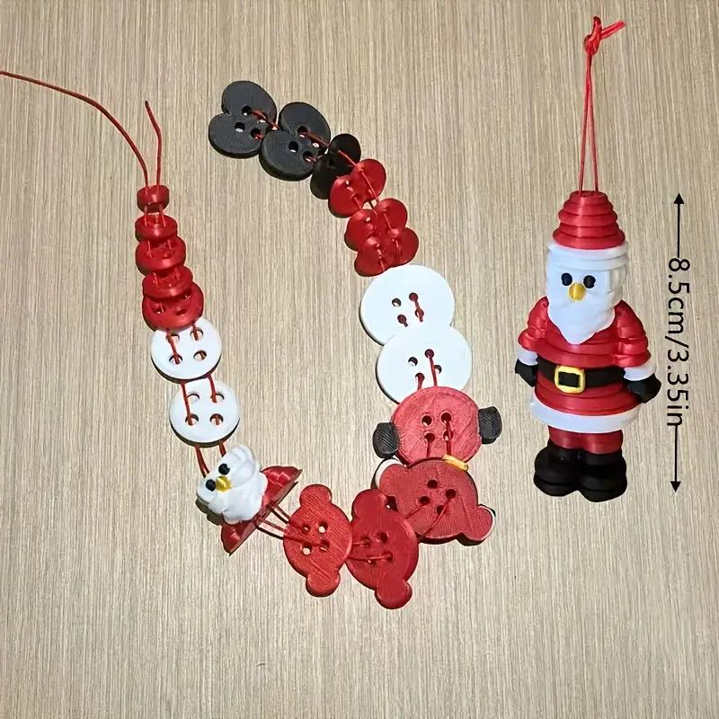 DIY Christmas Button Decoration Craft Kit Snowman Santa Claus and Angel Figures with Button Hats Easy-to-Hang Tree Ornaments