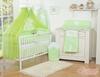 Large chiffon mosquito net for a baby cot with hanging hearts and a bow - green