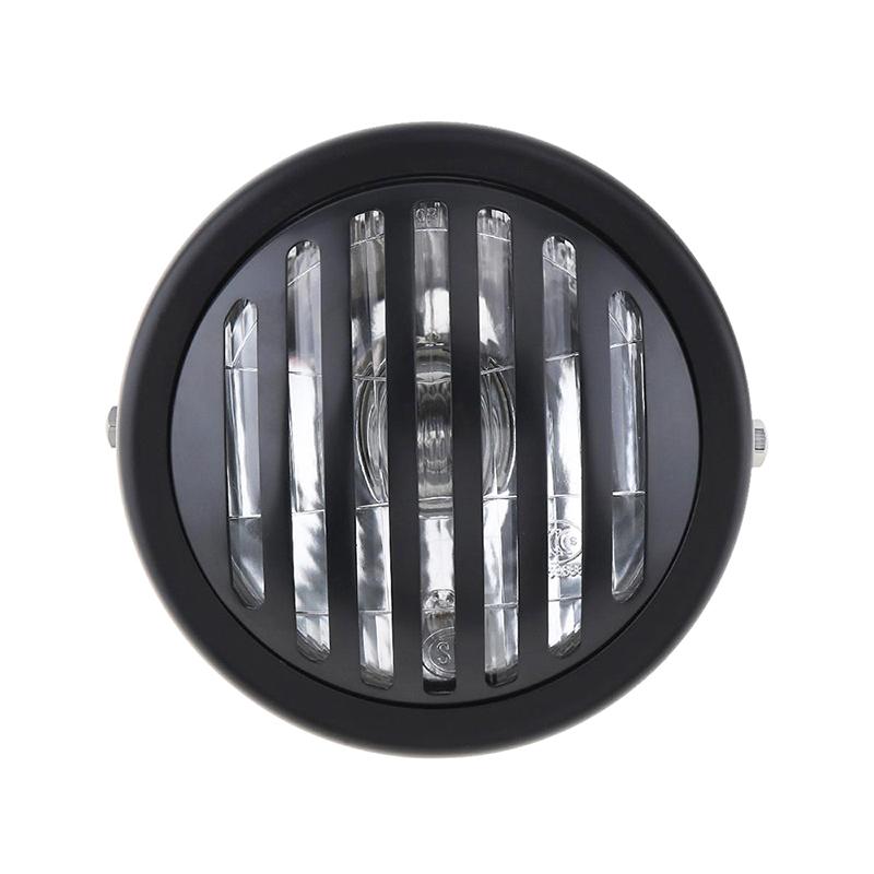 Black Metal Retro Headlight Round Motorcycle Grill Halogen Headlight Motorbike