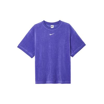 T-shirt da Donna con Logo Sportivo Ricamato, Girocollo, Manica Corta, Top Blu DQ5946-430