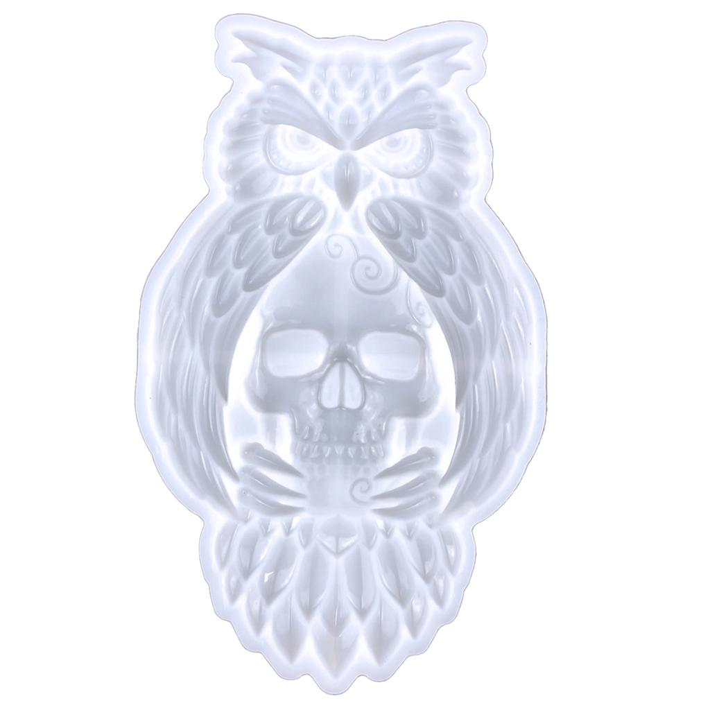 Wandbehang Harzformen Eule Schädel Silikonform Stereo Epoxidharzform für DIY Handwerk Halloween Heimdekoration