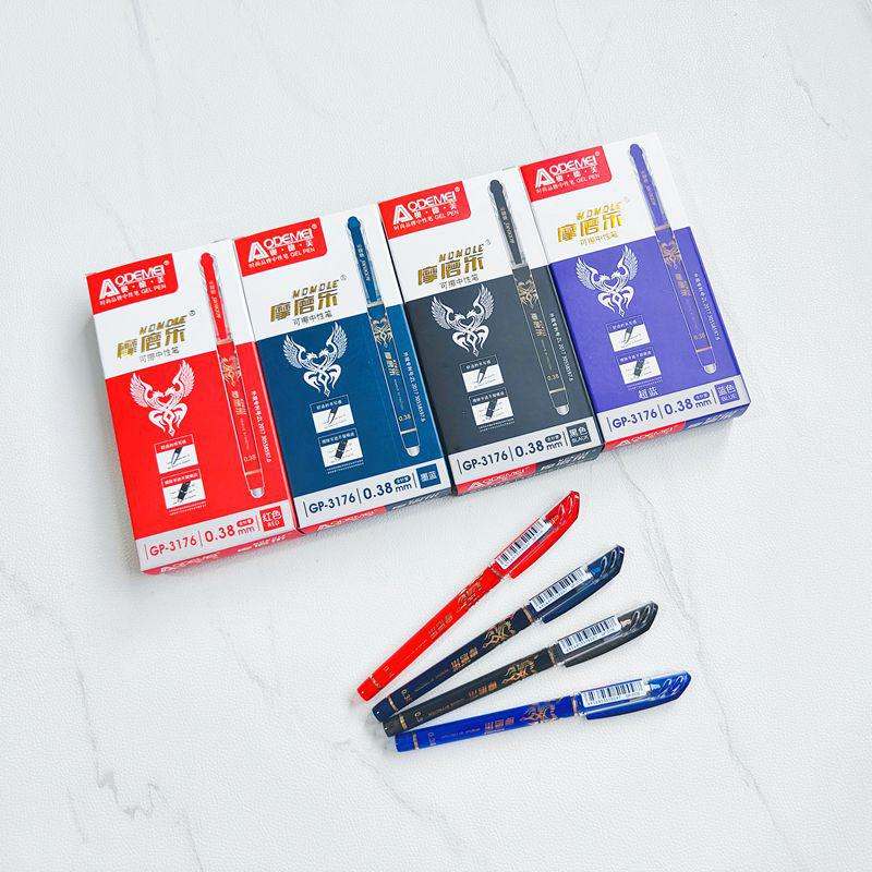3176 Transparent Erasable Gel Pen - 0.38mm Blue, Red & Black Ink, for Office and Student Use
