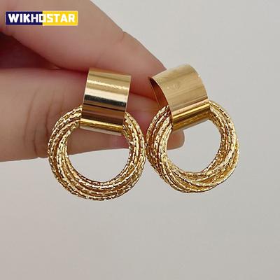 Vintage Metal Round Drop Earrings for Women Trendy Party Geometry Statement Jewelry Multilayer Small Circle Dangle Earrings