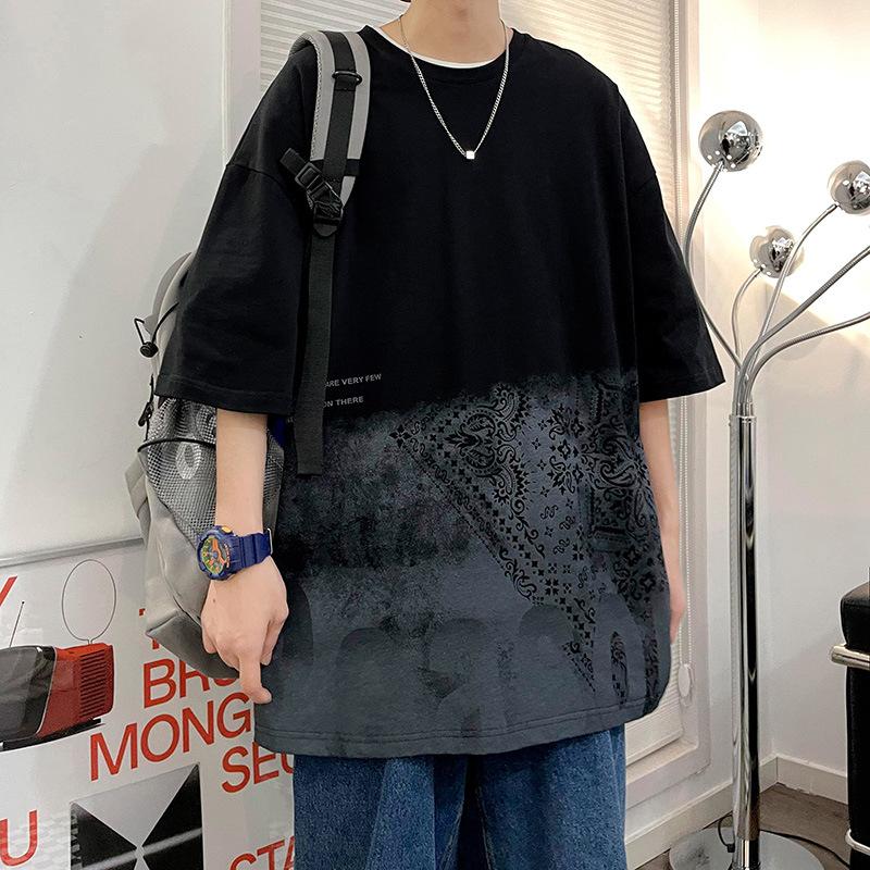 

Мужская футболка с коротким рукавом, свободная летняя хлопковая футболка, футболка с коротким рукавом XXXXL чёрный