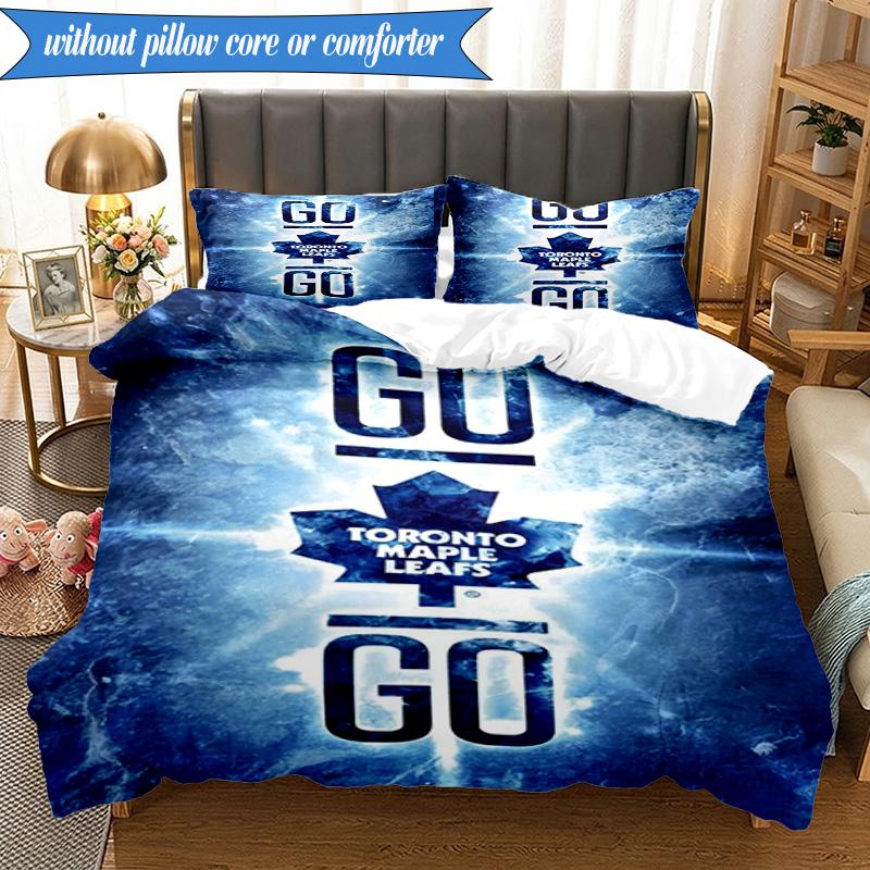 3PCS Toronto Leafs Logo Bedding Set,Including 1pc Duvet Cover And 2pcs Pillowcases Perfect for Bedroom, Dormitory, Fan Christmas Gift