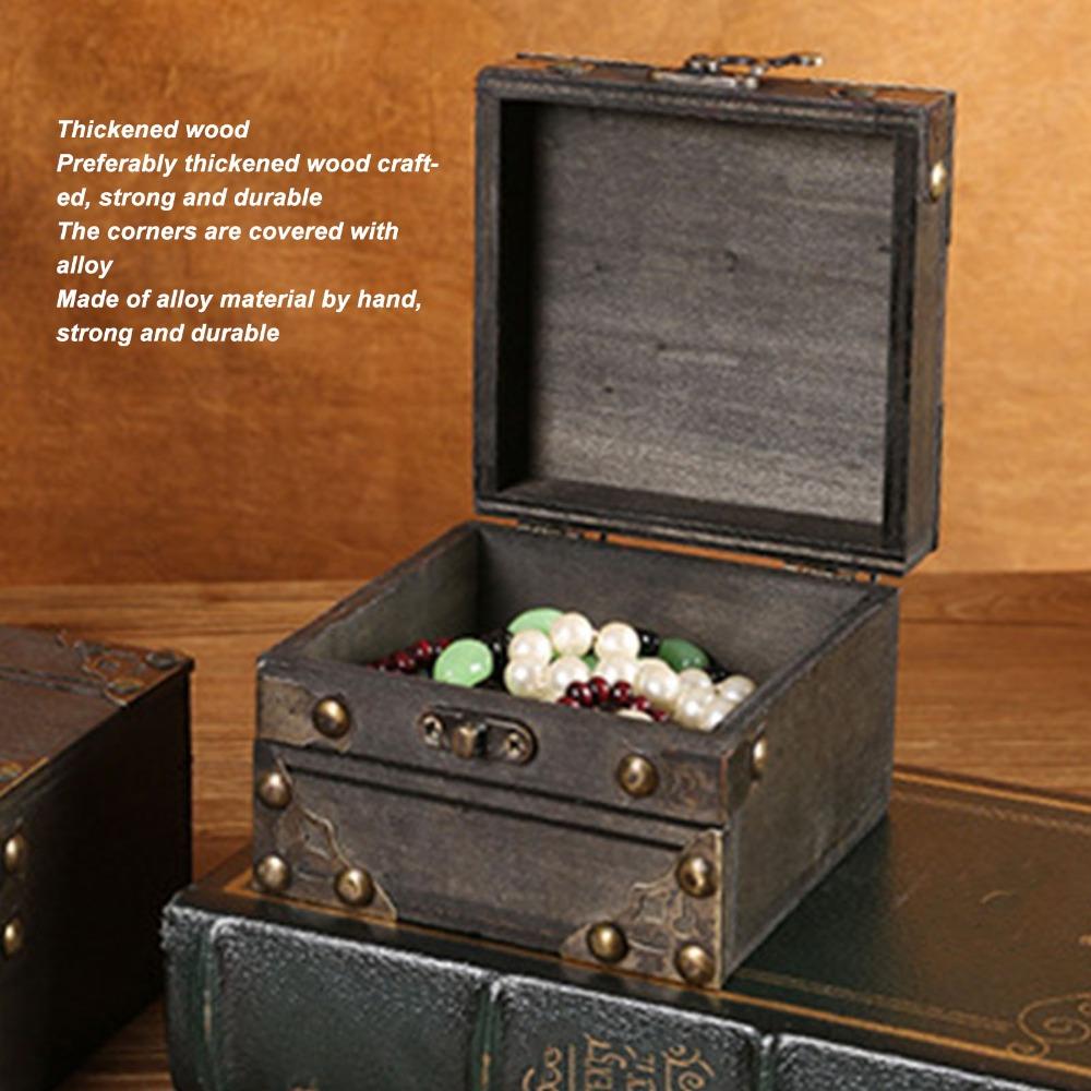Wooden Vintage Wooden Box With Lock Handmade Treasure Chest Case Secure Elegant Vintage Wooden Treasure Box Home Display