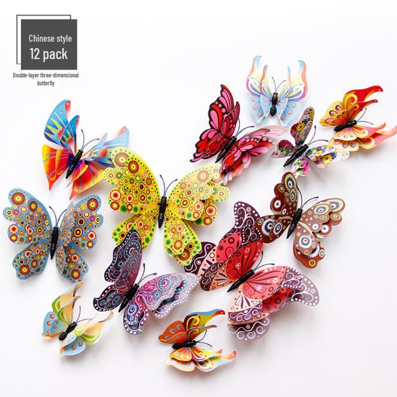 3D Butterflies Wall Decor: Stereoscopic Stickers for Living Room, Bedroom, or Fridge.