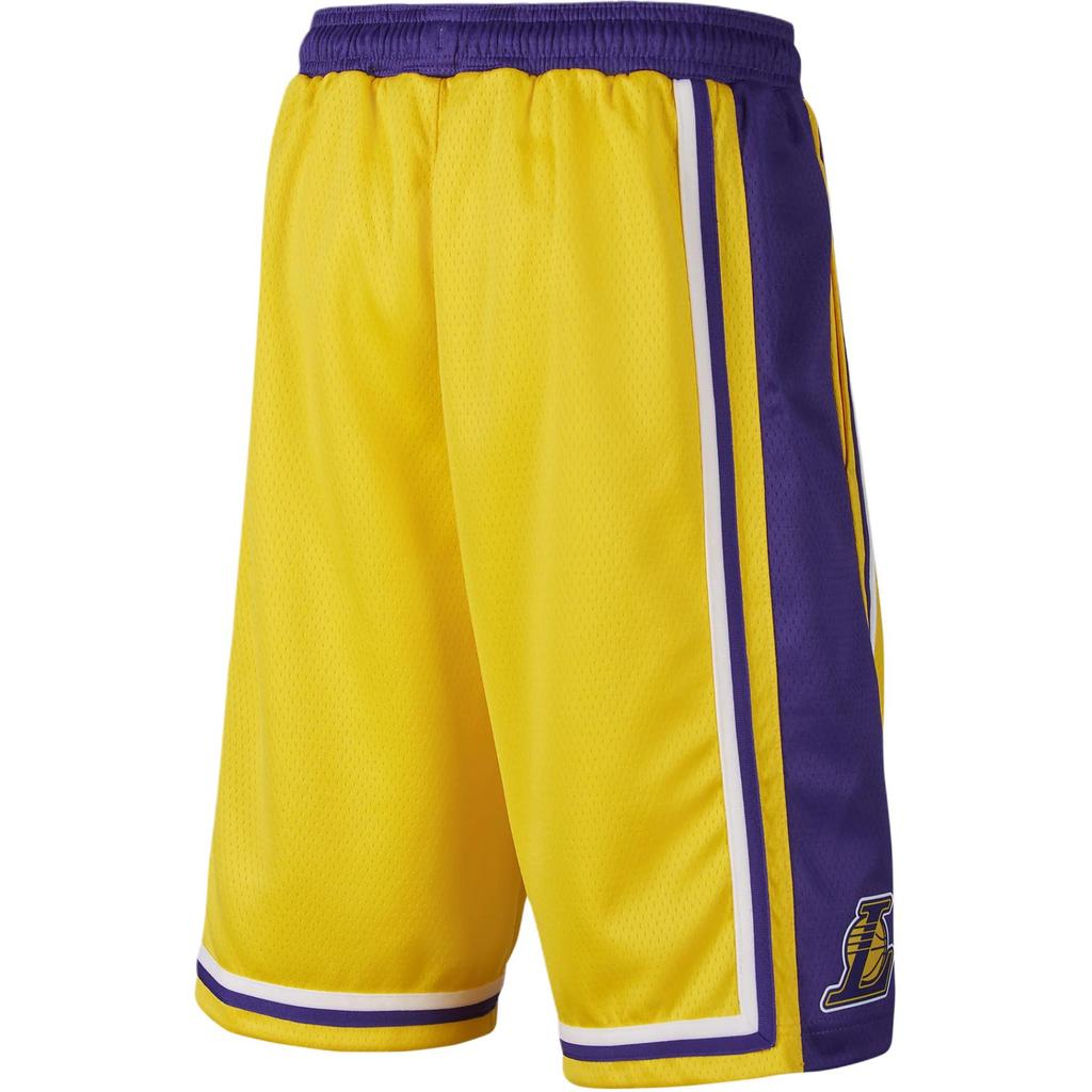 Nike Los Angeles Lakers Elastic Waist Letter Color Block Comfortable Shorts Kids Shorts Amarillo-Yellow DN5262-700