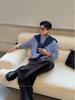 Men's Korean Style Color Block Two-Piece Shawl Knit Sweater - Fashionable Spring/Autumn Age-Reducing Outfit