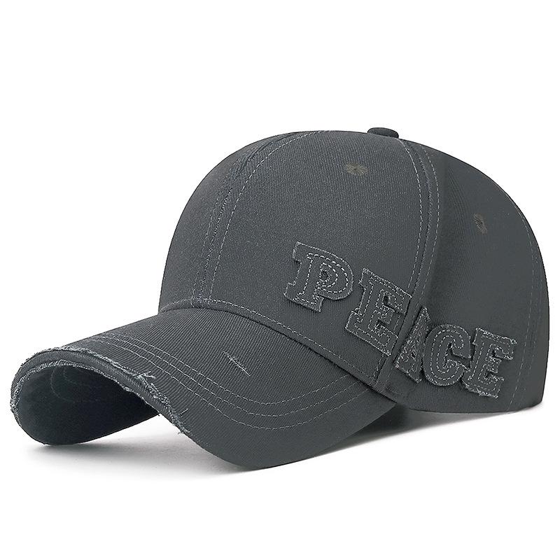 Korean Style Ripped Edge Baseball Cap with Patch Letters - Versatile Duckbill Hat for Women