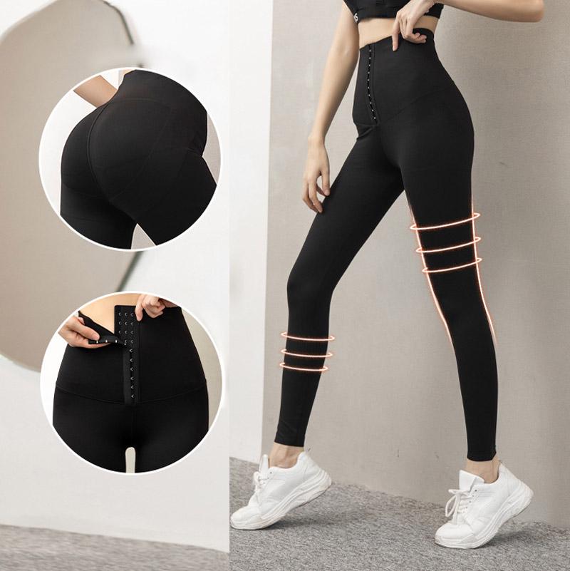Pantaloni elasticizzati a vita alta corsetto body shaper vita pantaloni skinny push up leggings fitness da palestra per donna