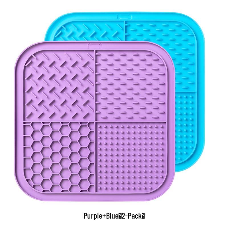 Pet Silicone Licking & Slow Feeding Mat with Large Suction Cups - Non-slip Design for Cats & Dogs.