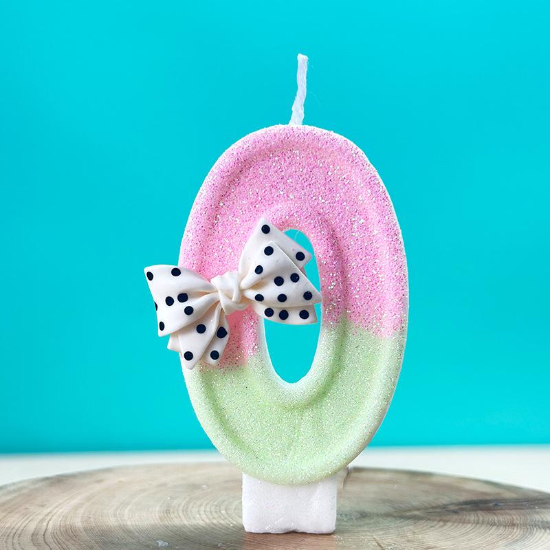 Cute Pink Bow Dot Number Cake Candles for Birthday Party Decorations Birthday Decoration Cake Decorating Tools Number 123456789
