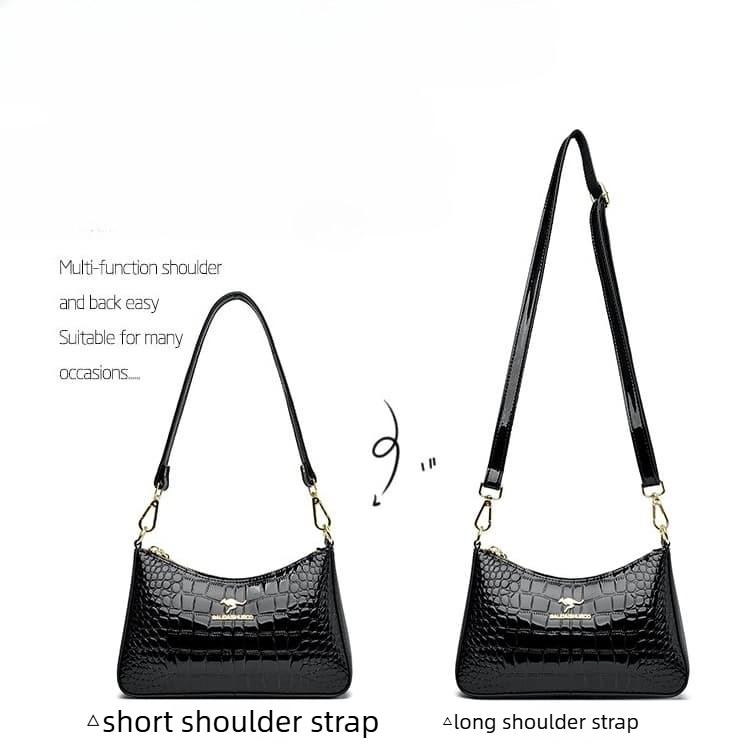 Crocodile pattern glossy underarm bag women's shoulder messenger bag