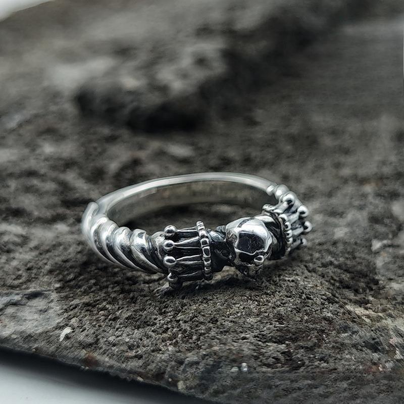 Skull, Ghost Head Ring, Punk Style Retro Skull Ring Opening Adjustable European and American Cross-border Old Ring