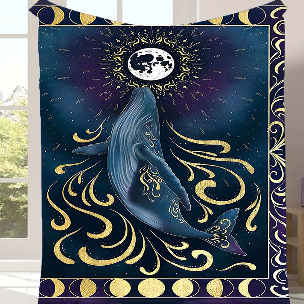 1pc Dolphin Printed Blanket,Soft And Comfortable Blanket, Travel Sofa Bed, Office Home Decor, Birthday Gift Blanket, Boys, Girls