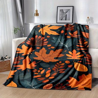 1 Stück Leichtgewichtige Flanelldecke mit Herbstlaubdruck, Bequeme und Warme Decke, für Camping Sofa Bett und Couch Büro, Geschenk