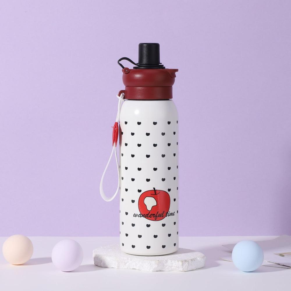 

Cute 650ml Water Bottle Dual Spout Insulated High-Capacity Insulated Cup Stainless Steel Vacuum Cup Sport Office 650ml