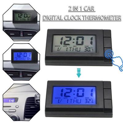 3 Kolory Zegar Samochodowy Uniwersalny Samochodowy Zegar Cyfrowy Data LCD Temperatura 2 Wyświetlacz 1 Nocny W Dekoracji Elektronicznej N7M3