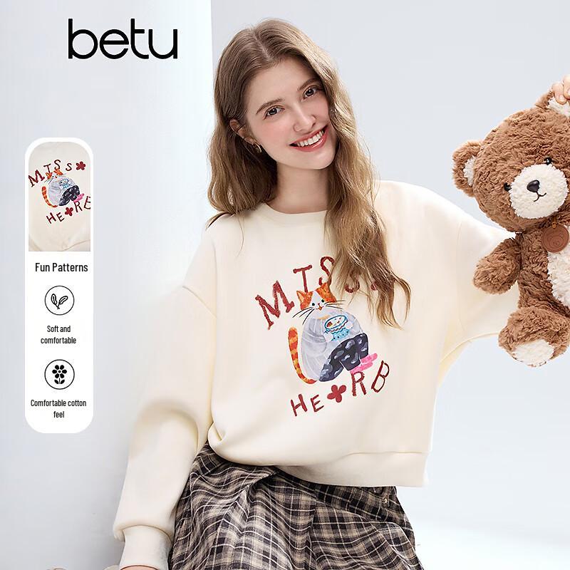 

Betu Women s 2025 Winter Round Neck Graphic Long Sleeve Sweatshirt L