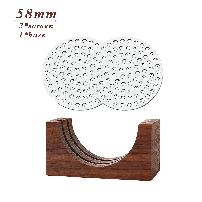 

Coffee Filter Screen and Holder Set Stainless Steel Coffee Puck Screen with Storage Base for 51/53/58mm Espresso Accessories