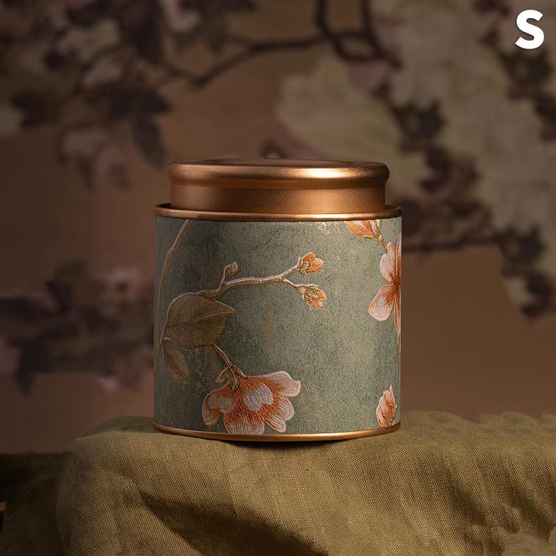 Kitchen Sealeds Canister Chinese Style Tea Box Convenient Exquisite Flower Prints Round Tea Tin Tea Storage Snacks Storage Box