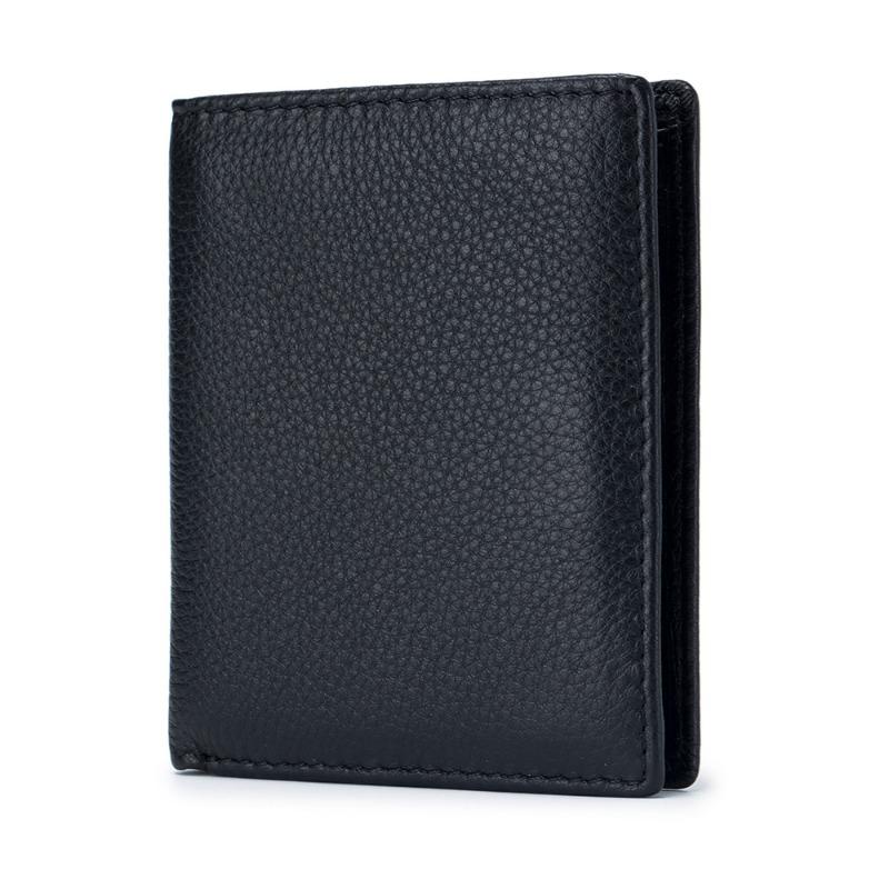 Leather ultra-thin multi-card position short wallet new first-layer cowhide simple wallet women s soft leather change bag large capacity чёрный