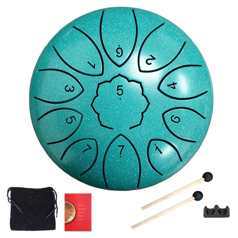 6" Steel Tongue Drum Gift Set 11-Note Rain Drum Sound Healing Instrument Yoga/Meditation/Anxiety Relief Tool