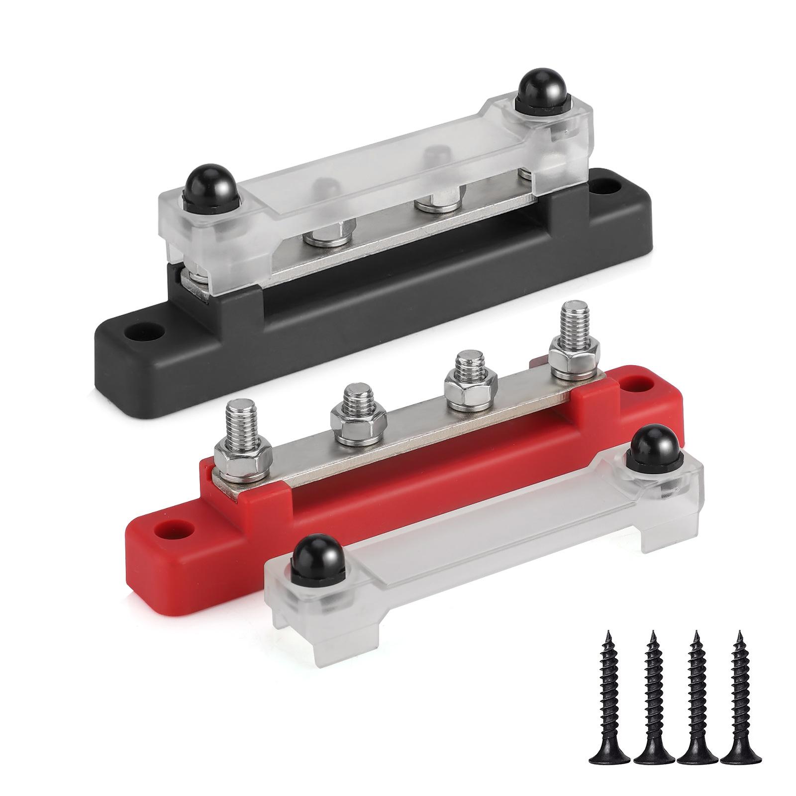 

Power Distribution Block Bus Bar 4 Stud M6 Posts 48V 150A Terminal Block for Caravans Truck Boat Car