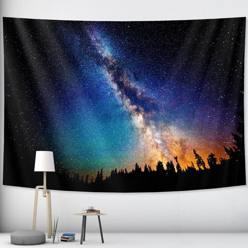 Starry Sky Wall Hanging Psychedelic Scene Mandala Witchcraft Tapestry Hippie Bohemian Decorative Tapestry Yoga Mat Mattress