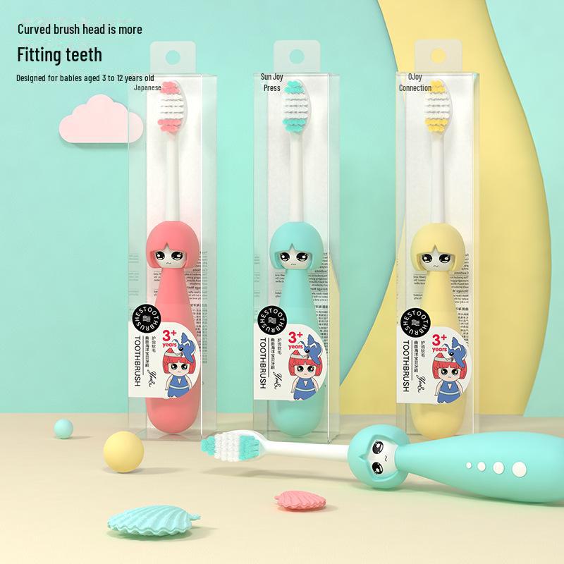 Mike Kids’ Soft Bristle Cartoon Toothbrush - Curved Head, Gum Care, Sensitive, Single Pack