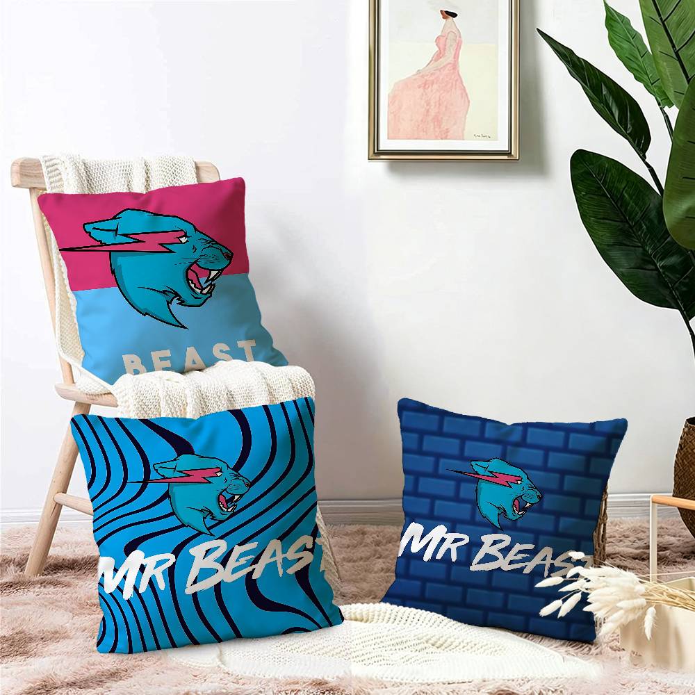 Logo M-Mr cool Beast Cushion Cover Car Throw Pillow Case For Sofa Car Christmas Gift 40x40cm 45x45cm
