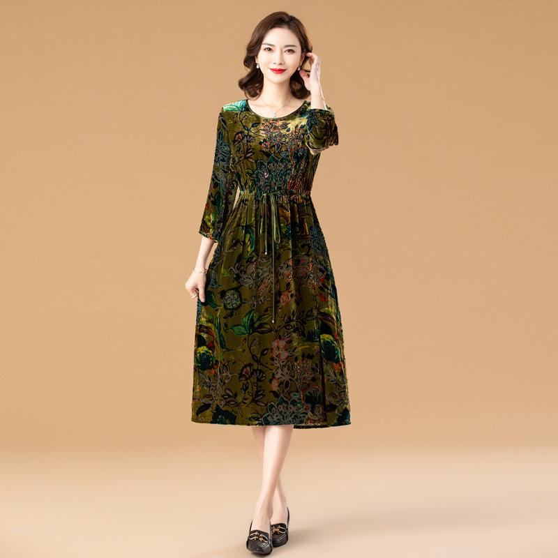 Rochie Slim Hangzhou Real Velvet - Nou Primăvară/Toamnă 2024 Fustă Flock din Mătase de Dud pentru Femei