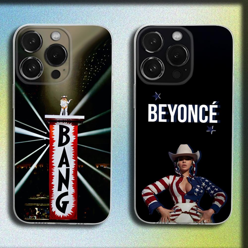 Coque de téléphone pour iPhone 16,15,14,13,12,11 Plus,Pro,Max,XR,XS,X,Plus,SE,Mini - B-Beyonce - Housse Souple Transparente
