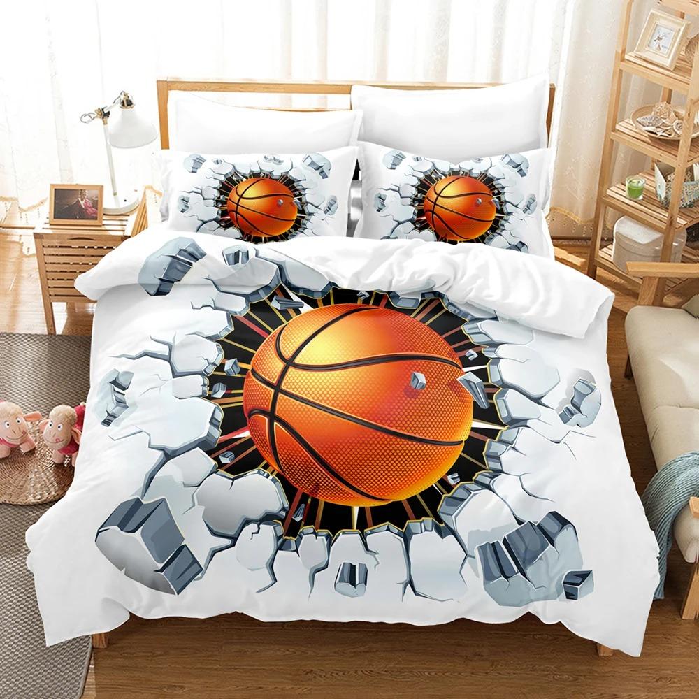 Basketball Cartoon Duvet Cover Bedding Set 100% Polyester 3D Digital Printing Kids Boys Bedding King Size Printing Kids Gift
