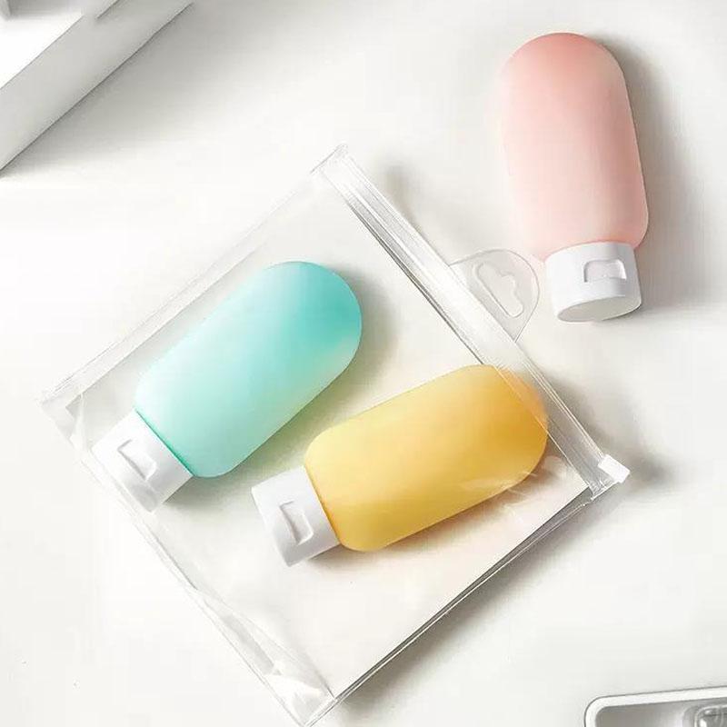 3Pcs Soft Silicone Refillable Bottles Set Lotion Shampoo Squeeze Tube Container Empty Bottle Travel Botttle Beauty Makeup Tools