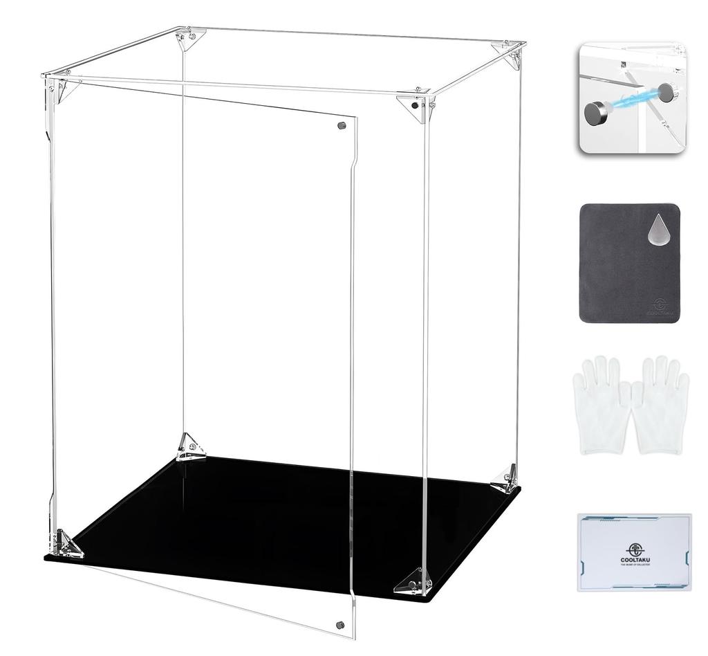COOLTAKU Figure UV Magnetic Magnetic Front Collection More Assembled Acrylic Display Stain Cleaning Cloth Figure Storage 30 X Depth 30 X Height Black